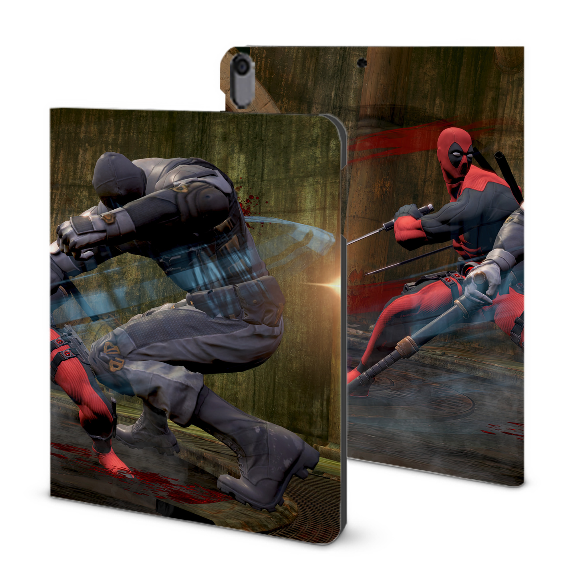 （画像用） Deadpool デッドプール IPad ケース ブック型 PUレザー TPU 耐衝撃 軽量 薄型 ペン収納なし 全面保護 IPad 各モデル対応